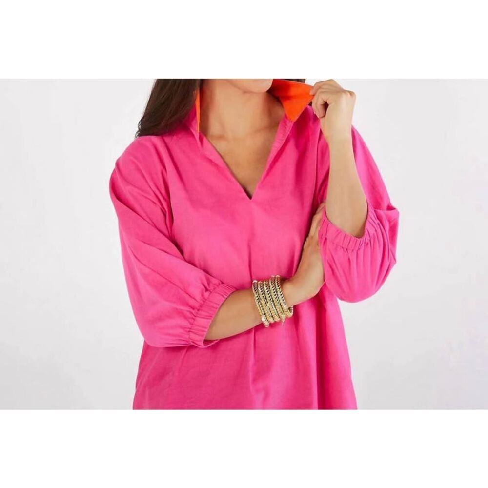 Caryn Lawn Betsy Collar Corduroy Dress One Size Pink Orange NWT - Picture 10 of 10